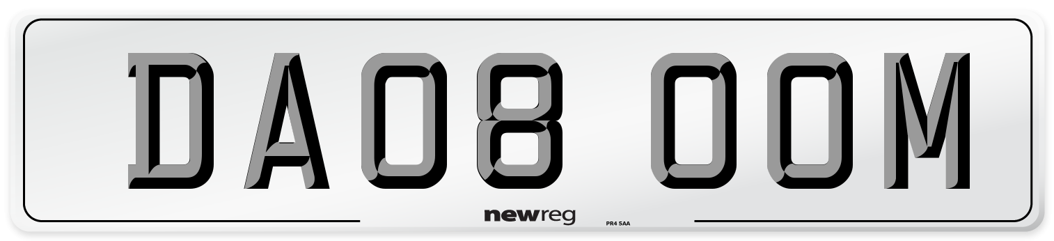 DA08 OOM Number Plate from New Reg